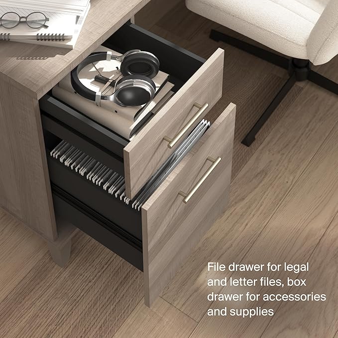 Bush Home Somerset 72W 3 Position Sit to Stand L Shaped Desk with Hutch in Ash Gray | Adjustable Height Table for Home Office