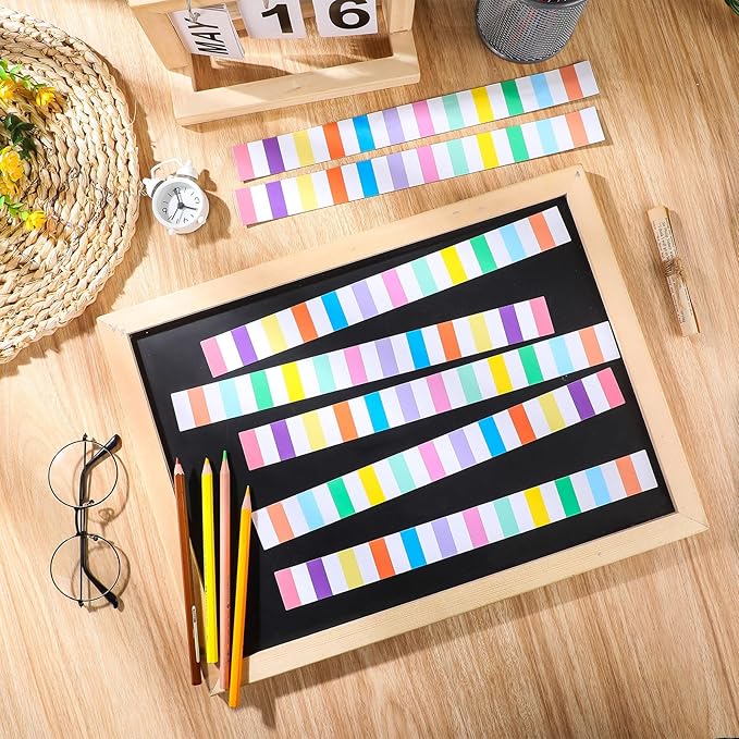 Ireer 24 Pieces Magnetic Strips Retro Magnetic Border for Classroom Whiteboard Bulletin Board Decorative Strips with Adhesive Borders for Bulletin Chalkboard(Pastel)