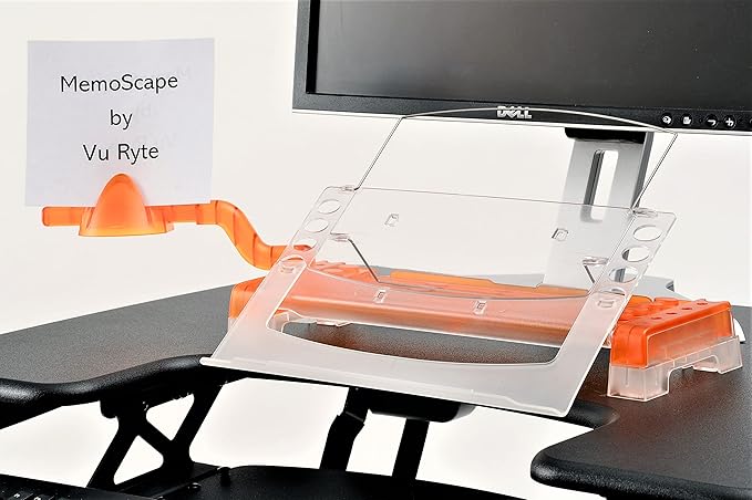 MemoScape Adjustable in-Line Document Holder for Typing | Reduces Neck Strain, Improves Focus, Boosts Desk Organization, and Workflow | Paper Holder Stand for Desk and Home Office - Orange (VUR 4060)