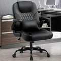 Executive Office Chair PU,Leather Office Chair with Wheels,360° Swivel Rolling Chair with Padded Arms,Ergonomic Computer Chair with Lumbar Support for Short People Use(Black)