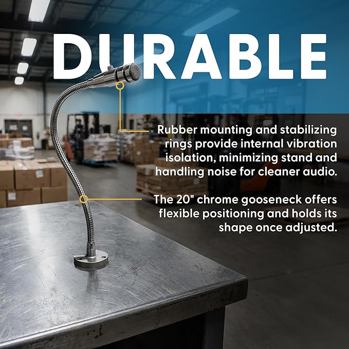 REBUILD SKILLS Push-to-Talk Microphone RBX-515SBG-18X Compatible with Shure 515SBG-18X for use in Restaurants Grocery Store Drive Thru - 20" Gooseneck, Mount Attached and 6½’ Cord