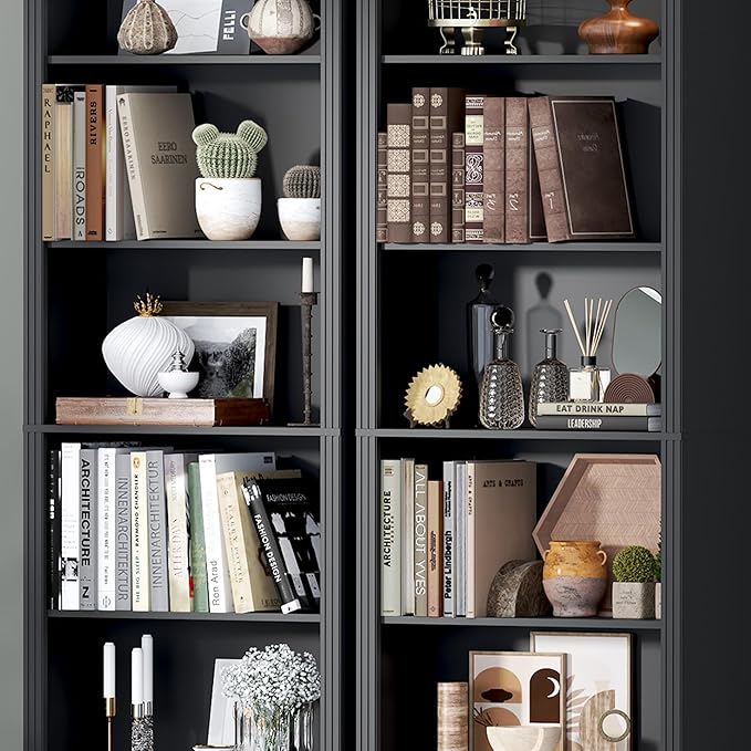 BORNOON 75" Tall Bookshelf, 6-Tier Floor Standing Bookcase with 2 Adjustable Shelves, 24" Wide Open Storage Shelf, Modern Display Organizer for Home Office, Living Room, Bedroom, Study
