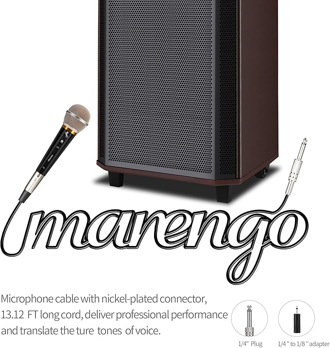 Marengo Handheld Dynamic Microphone for Karaoke Singing, Wired XLR Microphone with On and Off Switch and 13ft Detachable XLR Cable