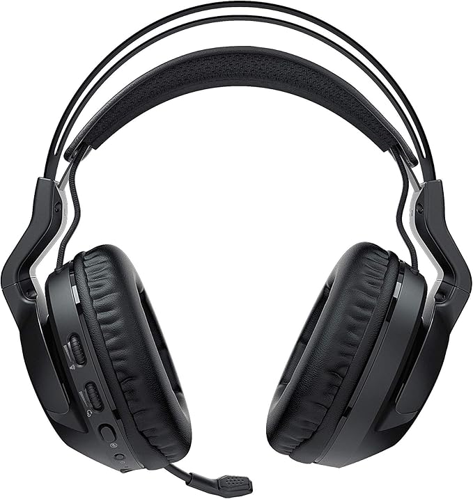 ROCCAT Elo 7.1 Air PC Wireless Gaming Headset, Surround Sound Headphones with Detachable Noise Cancelling Microphone, 50mm Drivers, 24 Hr Battery Life, RGB Lighting, Black