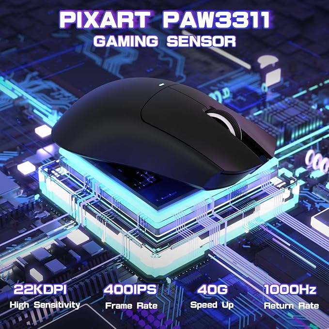 ATTACK SHARK X11SE Ultra-Light Wireless Gaming Mouse,Tri-Modes BT5.2/Type-C Wired/2.4G,PixArt PAW3311 Gaming Sensor,22KDPI,5 Programmable Buttons for Laptop,PC,Mac Gamer (Black)