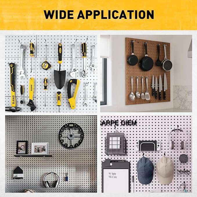 ELEAD 105-Piece 4 Inch Pegboard Hooks, Heavy Duty Peg Board Organizer Accessories, Peg Board Tool Hangers Fit for 1/4" and 1/8" Pegboard Hanging Tools Garage, Workshop, and Craft Storage