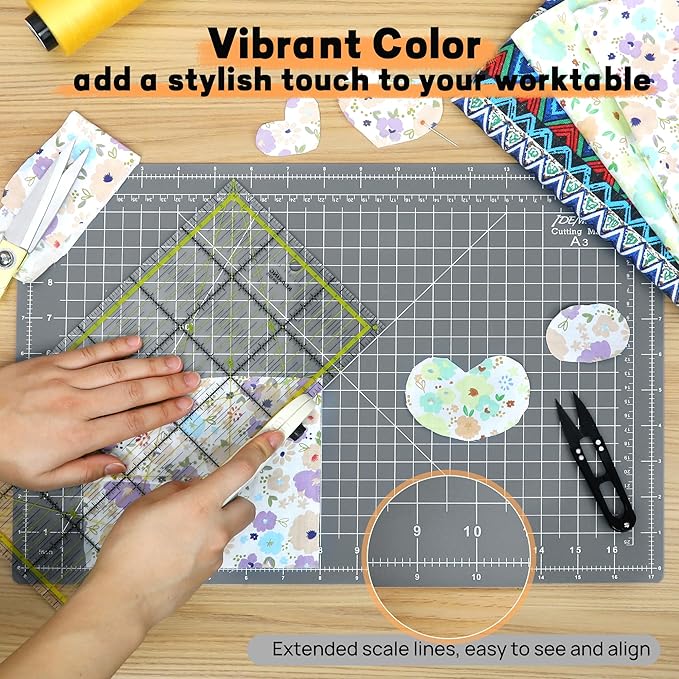 Premium 10 Pcs Self Healing Cutting Mat 18'' x 12'', A3 Non-slip Sewing Mat for Quilting, 5-Ply Rotary Cutting Board Double-Sided for Crafts Cutting Fabric Scrapbooking Modeling Projects