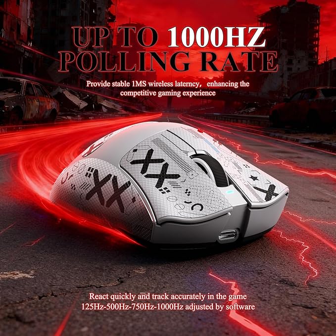 MAMBASNAKE Attack Shark V3 PRO 62g Superlight Wireless Gaming Mouse,RGB Charging Dock,BK52820 Tri-Mode BT/2.4G Wireless/Wired Mouse with Grip Tape,25000DPI,5 Programmable Buttons for Pc/Mac,White PRO