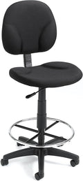 Boss Office Products Stand Up Fabric Drafting Stool Without Arms in Black (B1690-BK)