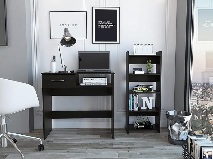 Nottingham 2-Piece 7-Shelf 1-Drawer Home Office Set Black Wengue