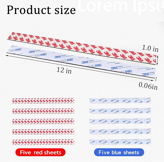 10 Pack Magnetic Tape with Adhesive Backing, 12"L x 1"W Flexible Magnet Strips for DIY Crafting