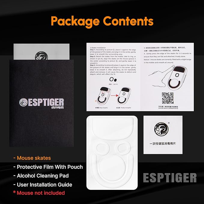 ESPTIGER ICE V2 Gaming Mouse Skates for Logitech G PRO X Superlight 2 - Smooth PTFE Replacement Feet, 2.5D Curved Edges, 3M Adhesive, White