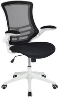Flash Furniture Kelista Office Chair, Ergonomic, Mid-Back, White Frame, Black Mesh with Swivel