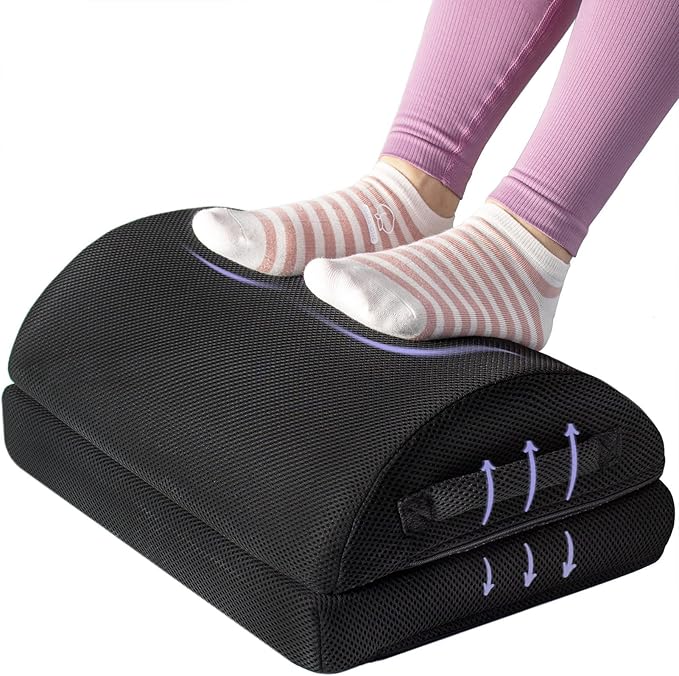 Ximoon Foot Rests for Under Desk at Work, Adjustable Foot Stool Pillow with Handle Non-Slip Bottom Ergonomic Under Desk Footrest for Home, Office, Gaming to Relieve Lumbar, Back and Knee Pain