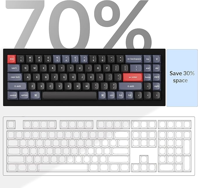 Keychron Q7 Wired Custom Mechanical Keyboard, 70% Layout QMK/VIA Programmable Macro with Hot-swappable Gateron G Pro Brown Switch Double Gasket Compatible with Mac Windows Linux (Black)