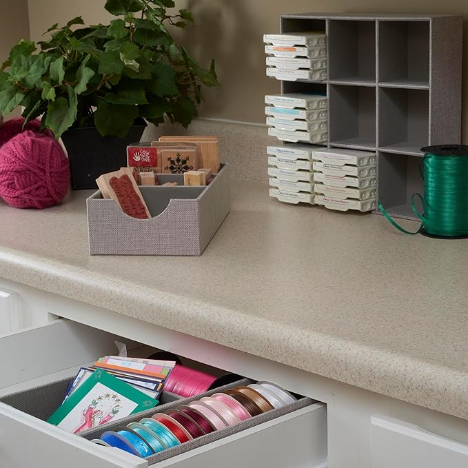Household Essentials Grey 725-1 Deep Drawer Organizer Box for Storage | 12 in x 4 in x 3.13, Silver