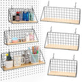 Coume Pegboard Shelves with Steel Pegboard Brackets and Hooks Tool Organizer Storage Tray Garage Basket Storage Display Accessories (Black)