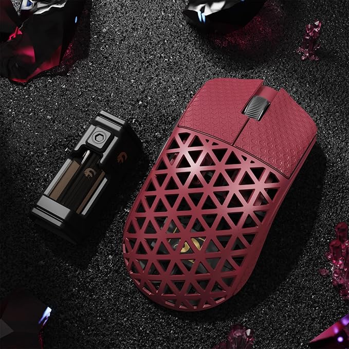 MAMBASNAKE M5 Ultra Carbon Fiber 8000Hz Wireless Gaming Mouse, 39g Superlight, 42000DPI, PAW3950MAX Sensor, Nordic 52840 MCU Chip, Bluetooth/2.4G/USB-C Wired Mice with Coiled Cable for PC/Mac (White)