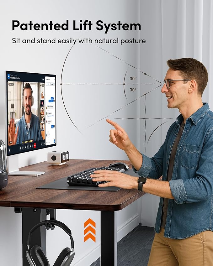 FEZIBO Electric Standing Desk Adjustable Height, 40 x 24 Inch Sit and Stand Desk, Home Office Desk, Ergonomic Workstation Computer Desk, Black Walnut