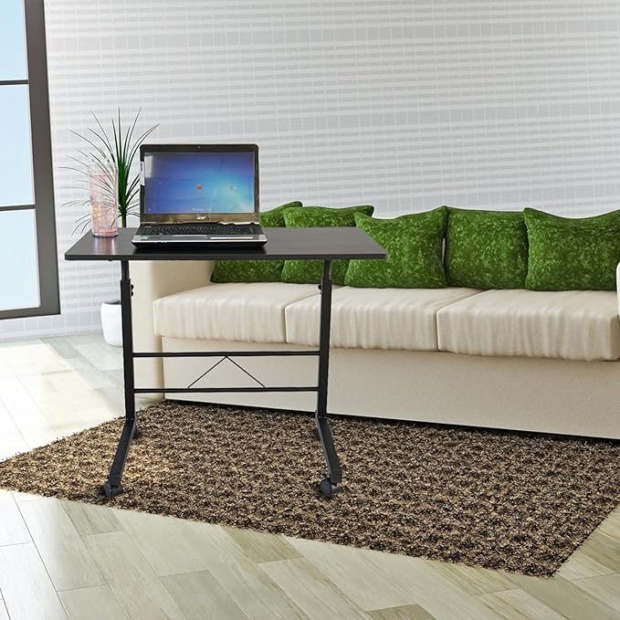 Karl home Side Table Mobile Standing Computer Desk Adjustable Height Portable Laptop Table, TV Tray Computer Workstation Sofa Bed for Home Office,Desktop 31.50" L x 18.11" W, Black