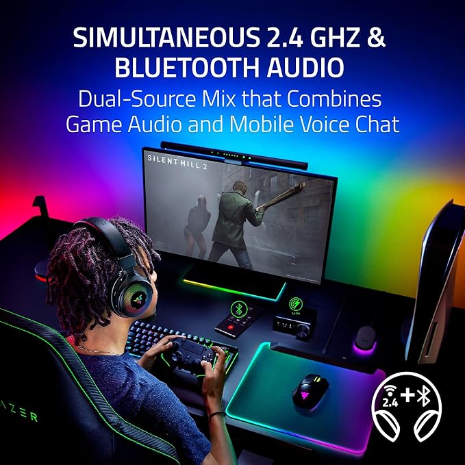 Razer Kraken V4 Pro Wireless Gaming Headset: OLED Control Hub - HD Haptics - 2.4GHz Wireless - Bluetooth - USB - 3.5 mm - Super Wideband Mic -(Renewed)