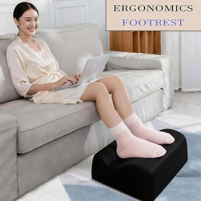 Foot Rest for Under Desk at Work,at Work Soft Ergonomic Footrest,Support Foot Pillow,Heel Chair,Leg Elevation Pillow,(Black)