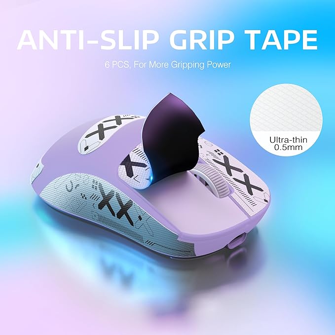 ATTACK SHARK X3 Lightweight Wireless Gaming Mouse with Tri-Mode 2.4G/USB-C Wired/Bluetooth,26K DPI, PAW3395 Optical Sensor,Kailh GM8.0 Switch,5 programmable Buttons for PC/Win/Mac(Purple+Stickers)