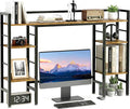 ZIFTY 39.4" Desktop Bookshelf Countertop Storage Hutch with 8 Shelves for Monitor up to 24", Large Desk Bookcase Organizer Display Shelf Rack for Computer Desk, Home Office Dorm Home Anti-tip Device