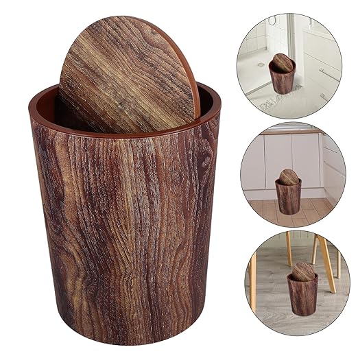 Slim Trash Can Rotating Lid Bedroom Bin Lid Office Garbage Can Desktop Waste Basket Home Office Waste Bin