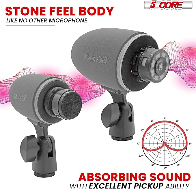 5 CORE Tabla Mics Professional Dual Microphone Set Best Condenser Mics for Instrument Bayan & Dayan Recording for Live On Stage Studio Temple Classroom - Tabla MIC 2XP