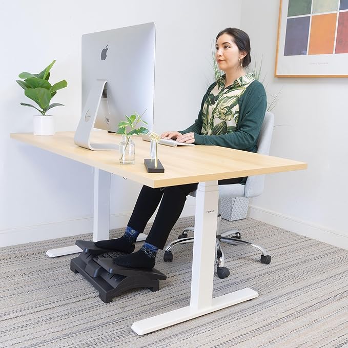Mount-It! Ergonomic Footrest, Tilt Adjustable Individual Platforms, Height Adjustable Foot Rest with Massage Surface, Under Desk Foot Stool for Office, Leg Support and Improved Posture, Black