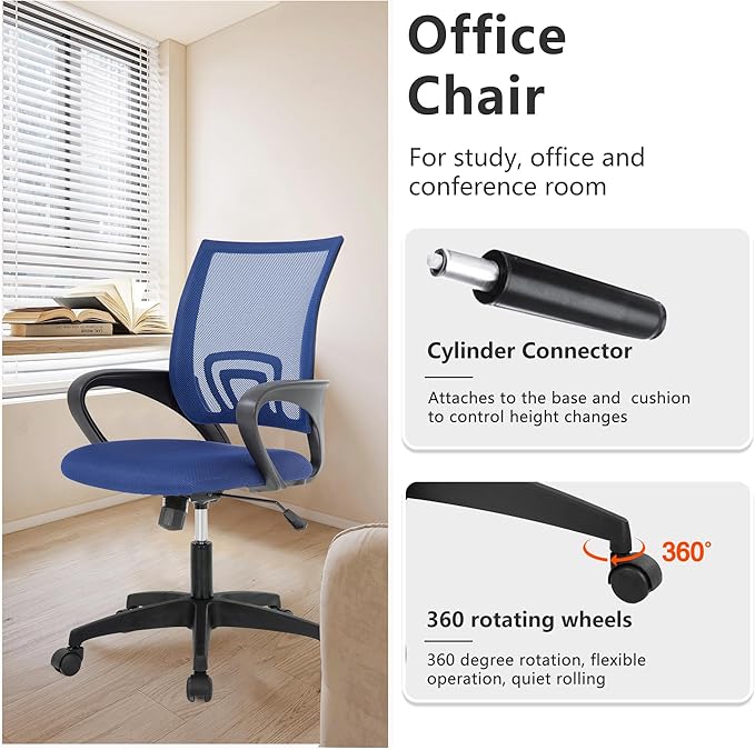 PayLessHere Home Office Chair Desk Computer Chair Adjustable Ergonomic Chair Lumbar Support Armrest Executive with High Density Mesh 360 Degree Swivel Chair for Adults Chair (Pack of 1, Blue)