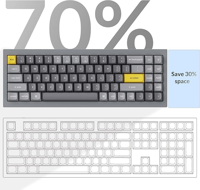 Keychron Q7 70% Layout Hot-Swappable RGB Wired Custom Mechanical Keyboard Compatible with Mac Windows Linux, QMK/VIA Programmable Macro Gateron G Pro Blue Switch Double Gasket Kit Full Aluminum-Grey