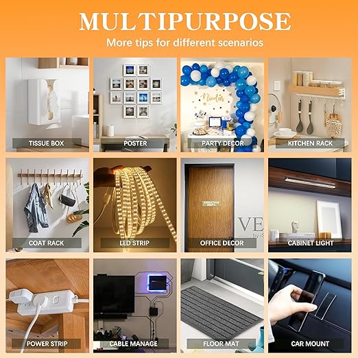 Double Sided Tape for Walls - Removable Poster Tape Mount - Heavy Duty Sticky Tape for Wall Hanging Pictures - Traceless, Washable Adhesive Tape (4 Rolls, 0.4" x 26ft)