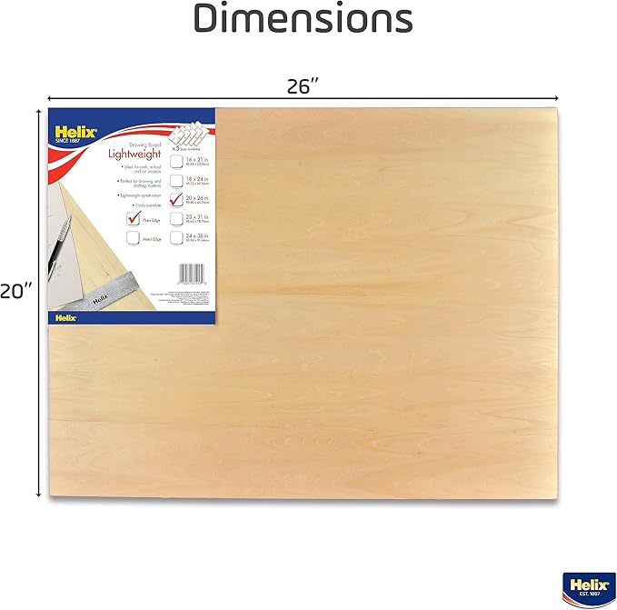 Maped - Helix Wooden Lightweight Drawing Board 20 x 26 Inch - Ideal for Students - Sketching Outdoors - Lightweight Design - Premium All-Wooden Drawing Boards are Super Light and Portable