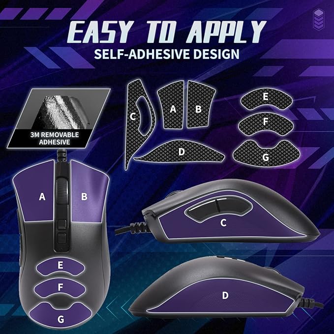 TALONGAMES Mouse Anti Slip Grip Tape Compatible with Razer DeathAdder V2 / DeathAdder V2 Pro Gaming Mouse, Palm Sweat Absorption, Thin 0.5mm, Cut to Fit, Easy to Apply, Mouse Skin