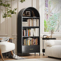VEXPOR 73" Tall Arched Bookcase Cabinet, 5-Tiers Metal Black Arched Bookshelf with Drawer for Living Room, Home Office, Assembly Required, 15.35" D x 30.71" W x 72.83" H