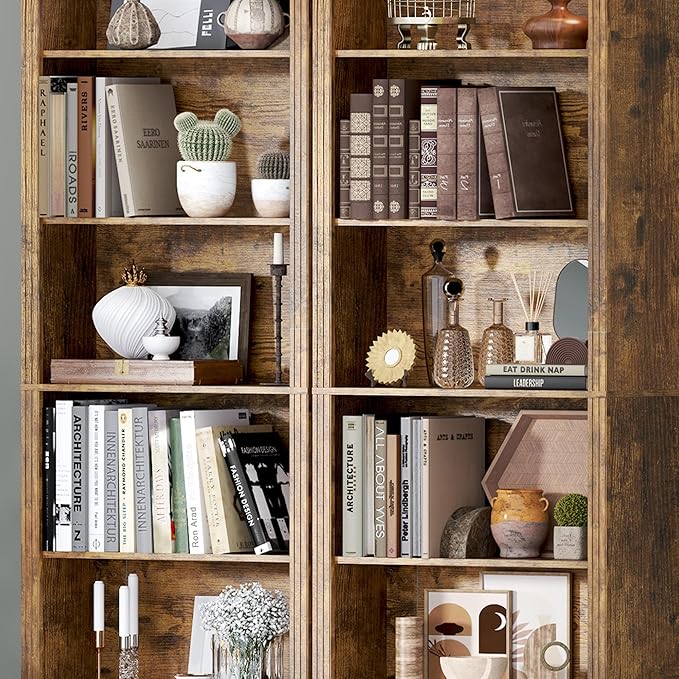 BORNOON 75" Tall Bookshelf, 6-Tier Floor Standing Bookcase with 2 Adjustable Shelves, 24" Wide Open Storage Shelf, Modern Display Organizer for Home Office, Living Room, Bedroom, Study