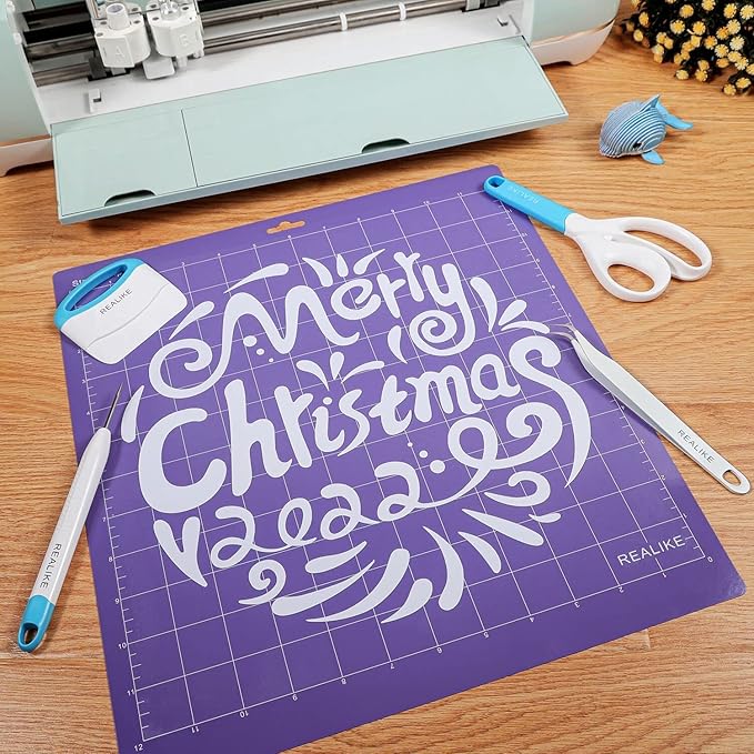 REALIKE 12x12 StrongGrip Cutting Mat Compatible with Cricut Maker 3/Maker 4/Maker/Explore 3/4/Air 2/Air/One(3 Mats), Gridded Adhesive Non-Slip Cut Mat for Crafts, Quilting, Sewing and All Arts