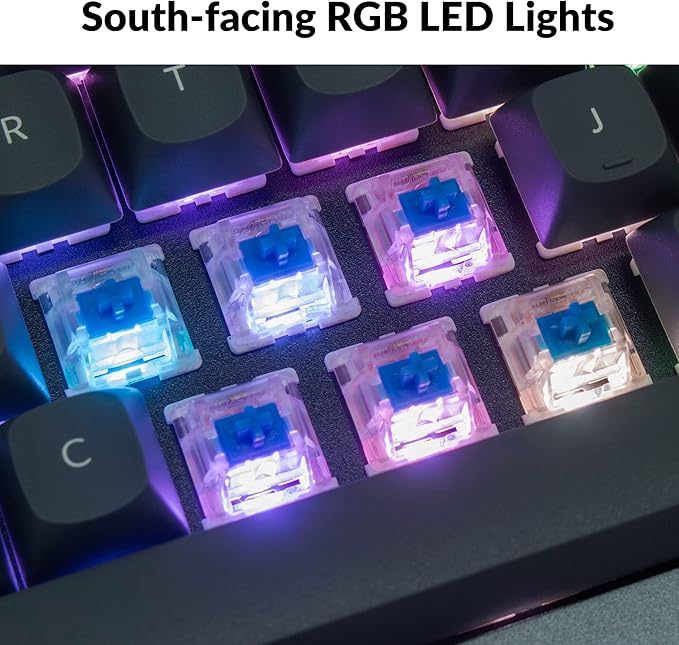 Keychron Q7 70% Layout Hot-Swappable RGB Wired Custom Mechanical Keyboard Compatible with Mac Windows Linux, QMK/VIA Programmable Macro Gateron G Pro Blue Switch Double Gasket Kit Full Aluminum-Grey
