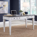 Liberty Furniture Allyson Park Writing Desk with Keyboard Tray 2 Drawers Cottage Home Office - Wirebrushed White Charcoal Tops Oak Wood
