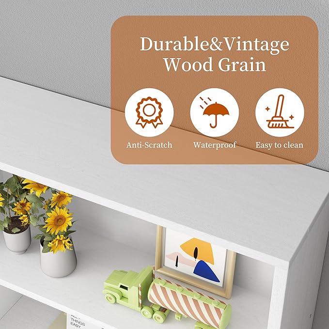 Vongrasig 6-Tier Open Bookcase and Bookshelf, Floor Standing Wood Display Storage Shelves 71 Inch Tall Bookcase Home Decor Furniture for Home Office, Living Room, Bed Room, White, 2 Pieces