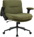 Criss Cross Legged Office Chair with Wheels and Flip-Up Arms, Ergonomic Wide Seat Desk Chair with Thick Padded, Height Adjustable Criss Cross Chairs for Home Office, Bedroom,Apartment,Vanity,Green