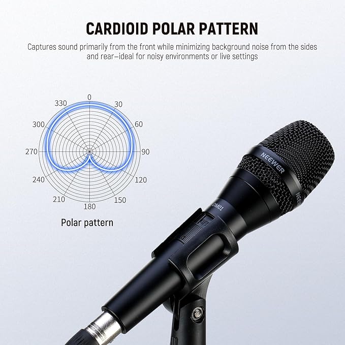 NEEWER DM01 Cardioid Dynamic Microphone with XLR Cable for Podcast Singing PC Gaming Streaming Studio Vocals, Speeches, Live Performances, 600Ω +/- 30% Impedance, 100Hz-10KHz Frequency Range
