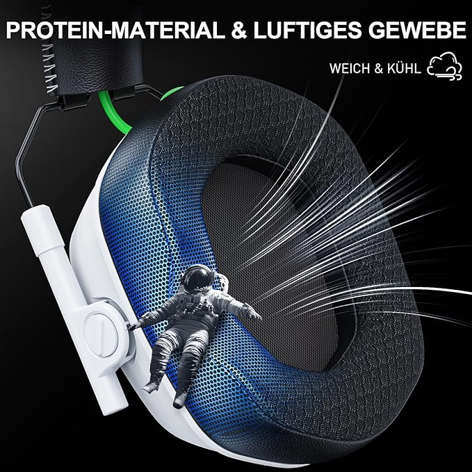 Wireless Gaming Headset for PS5, PS4, PC, Switch, Mac, Phone, 2.4GHz Gaming Headphones with 50mm Drivers, 3D Surround Sound, ENC Noise Cancelling Mic, Cool RGB Light, 50-Hour Gametime