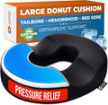 5 STARS UNITED Donut Pillow Hemorrhoid Tailbone Cushion – Large Cushion for Pain Relief – Coccyx, Prostate, Sciatica, Pelvic Floor, Pressure Sores, Pregnancy, Postpartum Recovery, Arctic Black