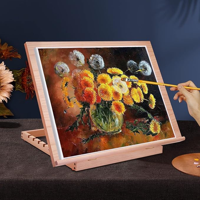 Large Artist Drawing & Sketching Board, 6-Position Adjustable Wood Drafting Table Easel, 24.8" L x 16.5" W (A2) Art Easel for Artist, Beginners, Students