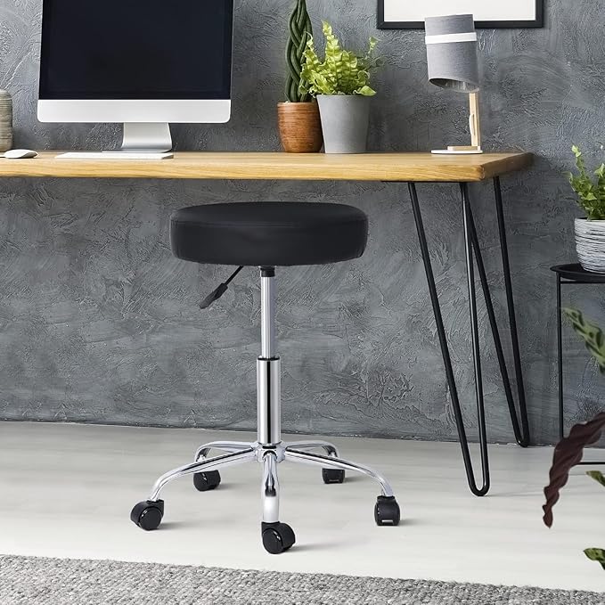 Nova Microdermabrasion Rolling Stool with Wheels Swivel Salon Stool Adjustable Drafting Tattoo Office Chair for Massage Bar Kitchen Spa Shop with Thick Cushion