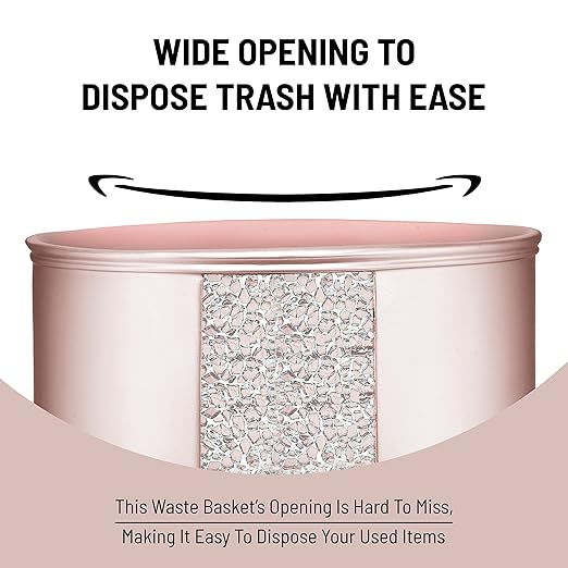 Zahari Home Sinatra Waste Basket Decorative Beautiful Designs Bathroom Bedroom Living Room Decor, Blush