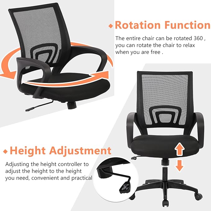 PayLessHere Home Office Chair Desk Computer Chair Adjustable Ergonomic Chair Lumbar Support Armrest Executive with High Density Mesh 360 Degree Swivel Chair for Adults Chair (Pack of 3, Black)